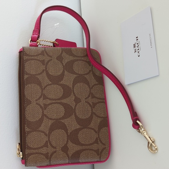 Coach Small Wristlet Coach Canvas and Pink Leather - Picture 4 of 4